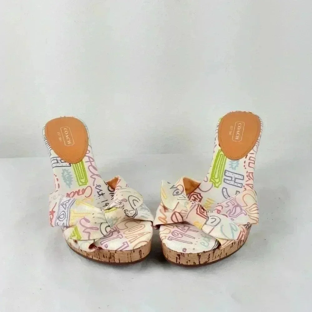 Coach Kork open toe heels Size 6.5 - Picture 3 of 8